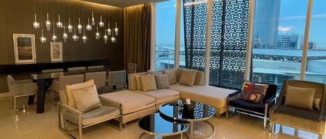 Luxury Apartment | Living area | 50-cm Smart TV with digital channels