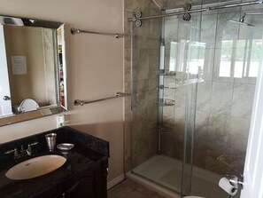 Hair dryer, soap, toilet paper