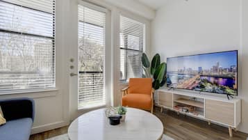 Smart TV, table tennis, books, offices