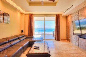 65-inch flat-screen TV with cable channels, Netflix, streaming services