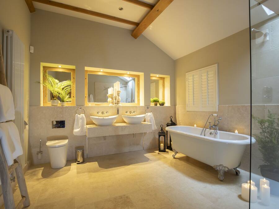 Honeymoon Studio Suite, 1 King Bed with Sofa bed, Refrigerator | Bathroom | Hair dryer, bathrobes, slippers, towels