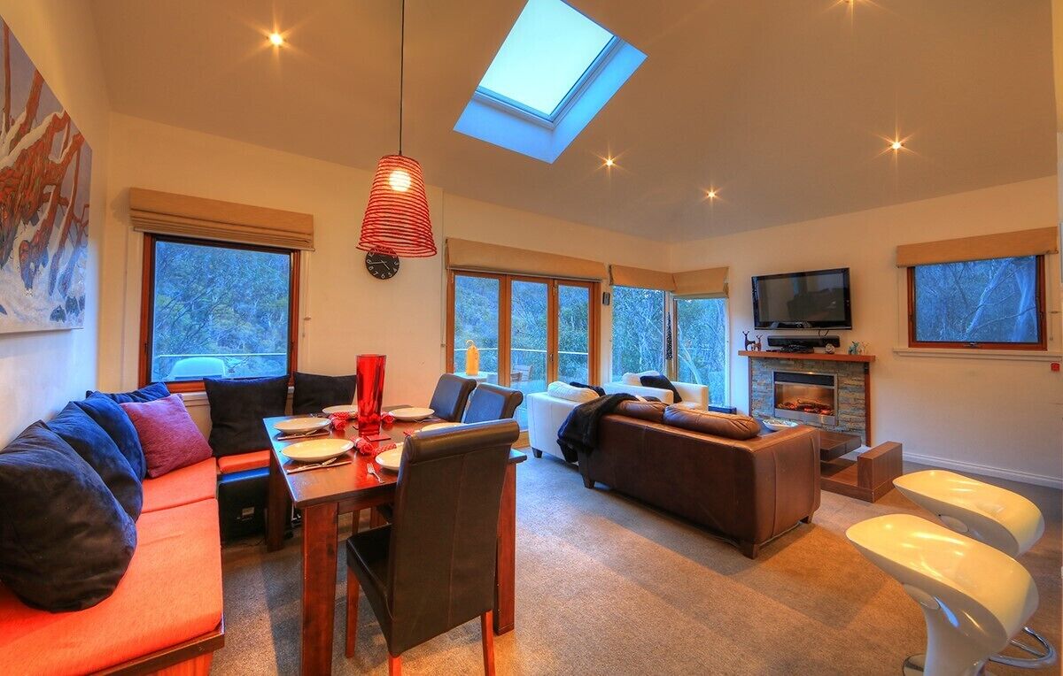 Smart TV, fireplace, DVD player, books