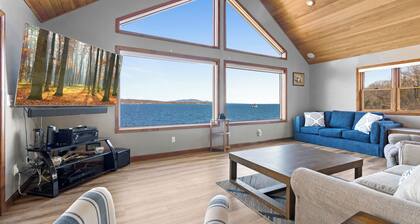 Oceanfront home in Owls Head with sweeping water v