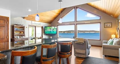 Oceanfront home in Owls Head with sweeping water v