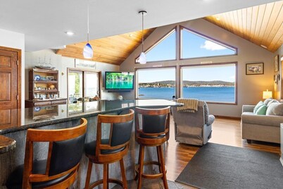 Oceanfront home in Owls Head with sweeping water v