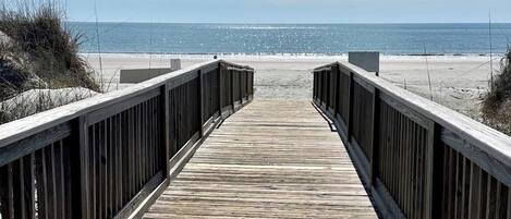 Plage, chaises longues