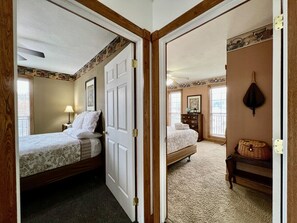 4 bedrooms, desk, iron/ironing board, travel cot