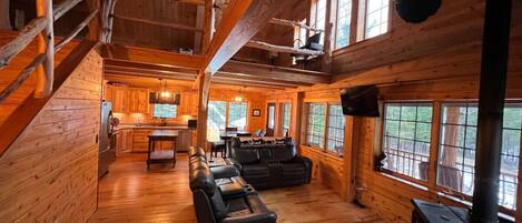 TV, fireplace, computer monitors