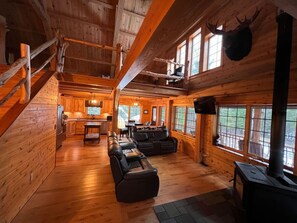 TV, fireplace, computer monitors