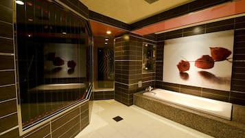 Habitació doble Deluxe | Bany | Assecador de cabells, sabatilles, tovalloles i xampú