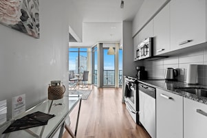 Premier Apartment, 1 Bedroom, Balcony, City View | Private kitchen | Full-size fridge, microwave, oven, stovetop