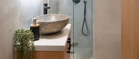 Hair dryer, towels, toilet paper