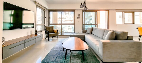 Deluxe Apartment | Living area - Condo & Pool in New North by FeelHome (Tel Aviv)
