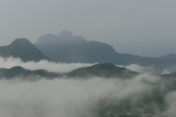 A view of mount trinidad in the clouds
