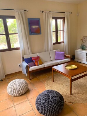 Smart-tv, een tafeltennistafel, boeken en een filmbibliotheek