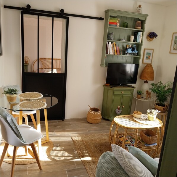 TV, books - Gite Dans une Villa ,quartier Calme à 500 m de la Plage Boisvinet (Saint-Gilles-Croix-de-Vie)