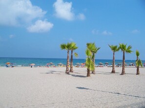 Beach nearby, sun-loungers