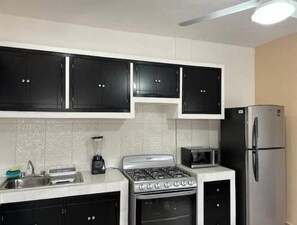 Fridge, microwave, oven, stovetop - Oasis Apartment (Puerto Vallarta)