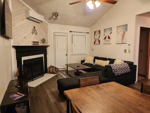 Smart TV, fireplace, video games