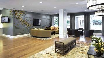 TV, fireplace, foosball, offices