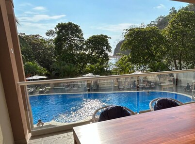 Oceanfront Condo with stunning pool and oversized balcony.