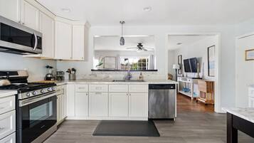 Fridge, microwave, oven, dishwasher