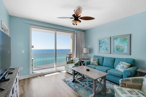 Condo, 1 King Bed with Sofa bed (Splash 1102E) | Living area | TV - Splash 1102e (Panama City Beach)