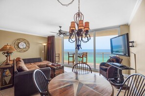 Condo, Multiple Beds (Emerald Beach 1627) | Living area | TV - Emerald Beach 1627 (Panama City Beach)