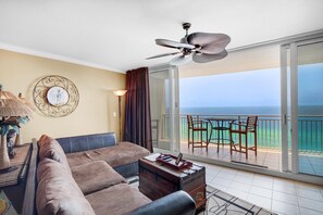 Condo, Multiple Beds (Emerald Beach 1627) | Living area | TV - Emerald Beach 1627 (Panama City Beach)