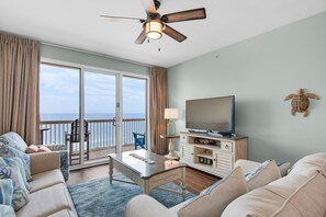 Condo, Multiple Beds (Calypso 1-608 East) | Living area | TV