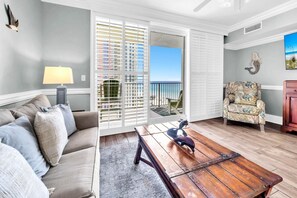 Condo, 1 King Bed with Sofa bed (Shores of Panama 908) | Living area | TV - Shores of Panama 908 (Panama City Beach)