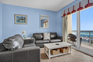 Condo, 1 Queen Bed with Sofa bed (Seychelles 207) | Living area | TV - Seychelles 207 (Panama City Beach)
