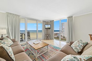 Condo, 1 King Bed with Sofa bed (Perdido Sun 406) | Living area | TV