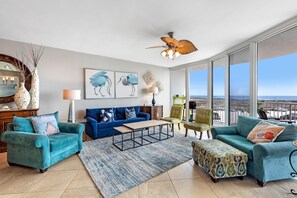 Condo, Multiple Beds (Caribe D411) | Living area | TV - Caribe D411 (Orange Beach)