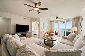 Condo, Multiple Beds (SeaSpray East 924- Gulf Front) | Living area | TV