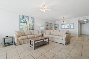 Condo, Multiple Beds (SeaSpray East 924- Gulf Front) | Living area | TV