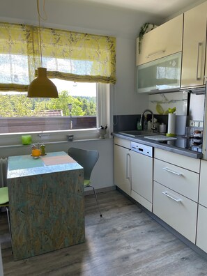 Kjøleskap, kokeplater, oppvaskmaskin og kaffetrakter/tekoker