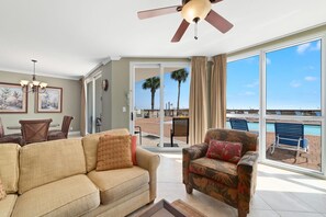 Condo, 1 King Bed with Sofa bed (SeaSpray West 105- Gulf Front) | Living area | TV - Seaspray West 105- Gulf Front (Pensacola)