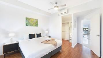 1 bedroom, desk, iron/ironing board, travel cot