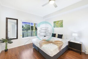 1 bedroom, desk, iron/ironing board, travel cot