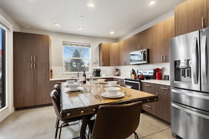 Townhome, Multiple Beds, Patio, Mountain View (844 Jerome St. (Unit 4)) | Private kitchen - Elegant Oasis - Fireplaces, King Beds, Mtn Views! (Fort Collins)