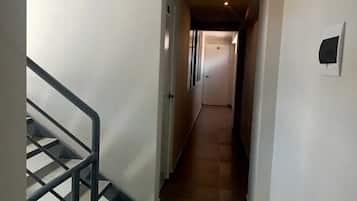 Flat-screen TV, books, pay movies, heated floors