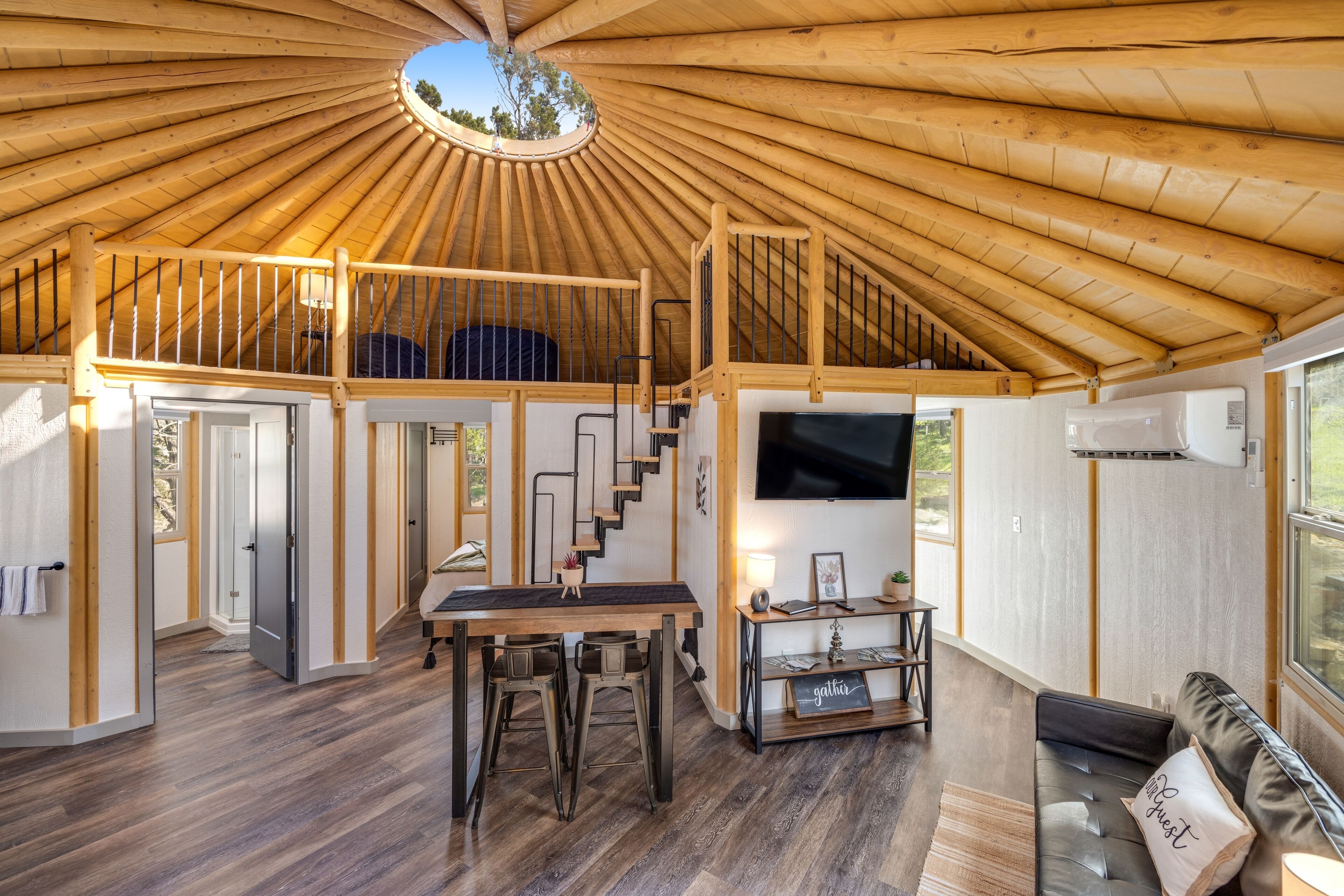Dog-friendly glamping yurt with clear dome top, hot tub, loft, grill, & HDTV