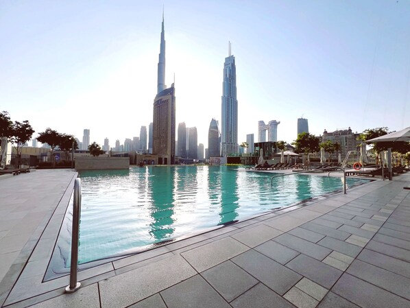 Pool - Regal 3BR+Maid w/ Burj Khalifa View Balcony (Dubai)
