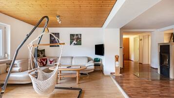 Televisión y chimenea