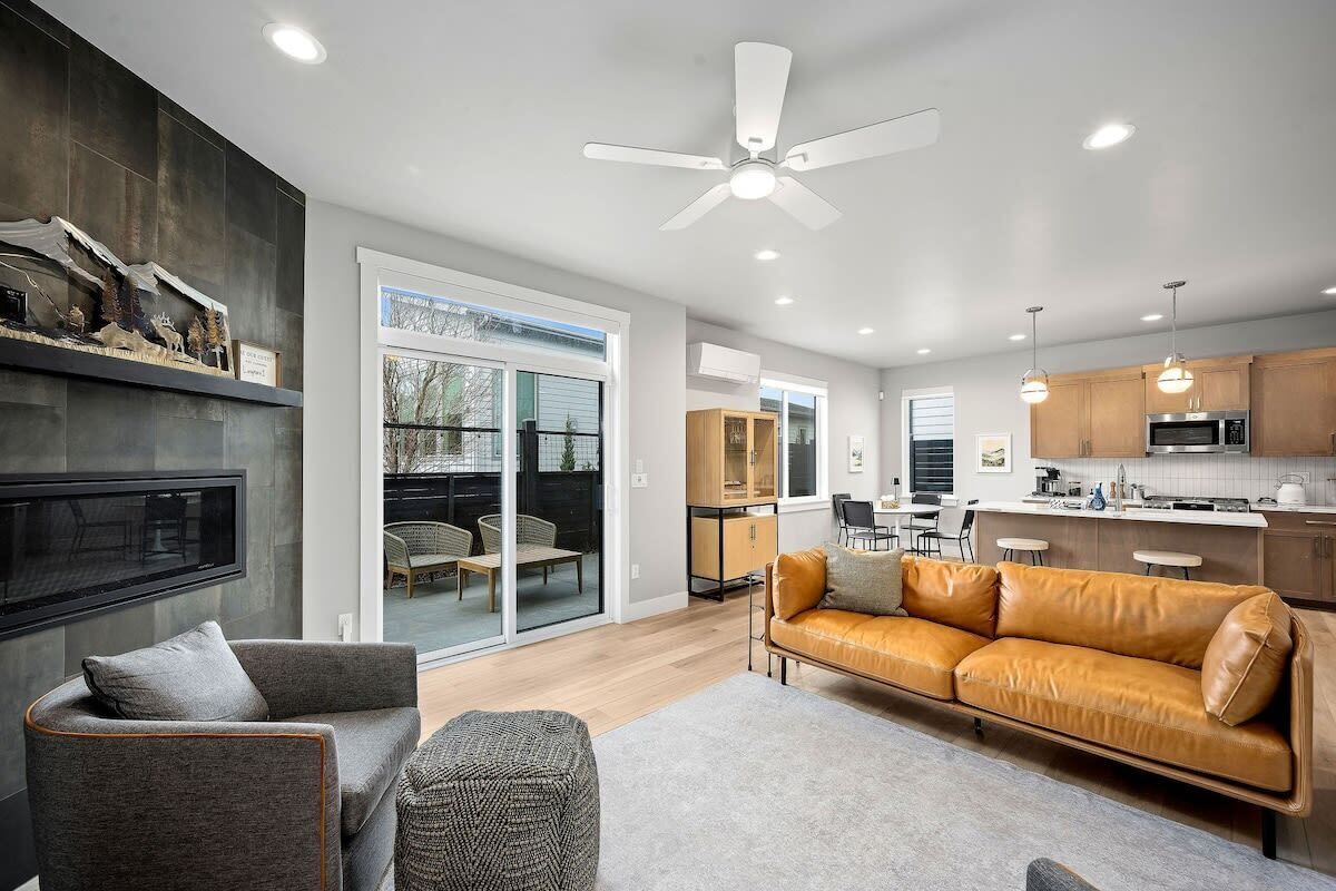 TV, fireplace, foosball, offices