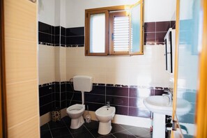 Assecador de cabells, bidet, tovalloles i sabó