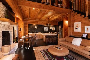 TV, fireplace, offices - Chic Cabin w/ Fast WiFi & Fire Pit near Fun (Smoky Mountains)