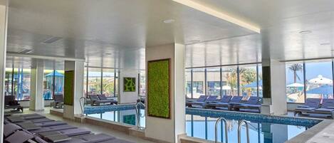 Indoor pool, 2 outdoor pools, pool umbrellas, pool loungers