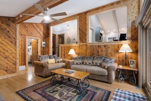 TV, fireplace, DVD player, books - Winter Torch Lake Cabin|4BR|Ski, Ice Fish, Explore (Rapid City)